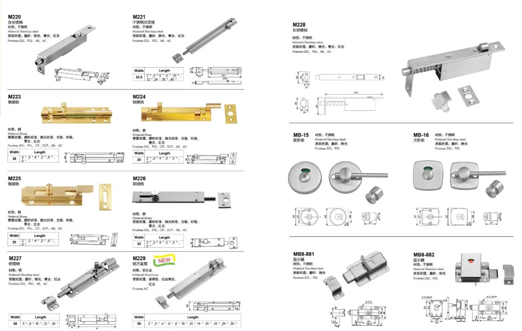 High Quality Brass Stainless Steel Door Tower Bolt (BT-2001)